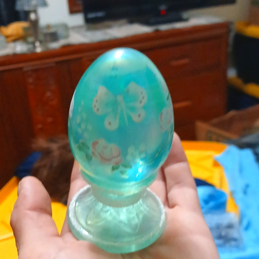 Hand painted glass egg